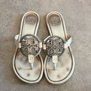 Tory Burch Women's Miller Cream Sandals with Rhinestones